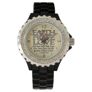 Faith Hope Love Elegant Bible Scripture Christian Watch