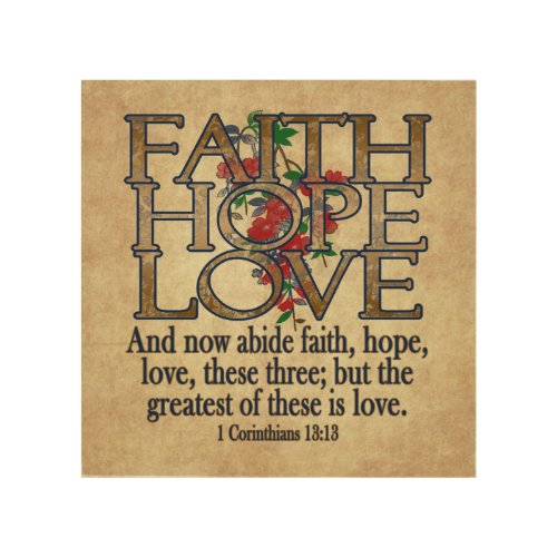 Faith Hope Love Elegant Bible Scripture Christian Wood Wall Decor