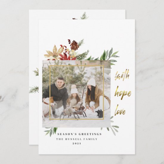 Faith Hope Love Elegant Two Picture Holiday Card