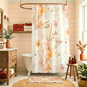 Faith Hope Love Elegant Watercolor Shower Curtain