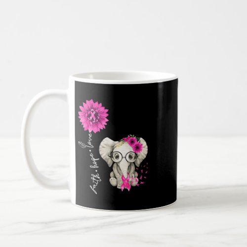 Faith Hope Love Elephant Pink Ribbon Breast Cancer Coffee Mug