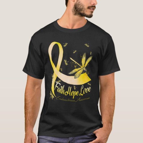 Faith Hope Love Endometriosis Awareness Dragonfly T_Shirt