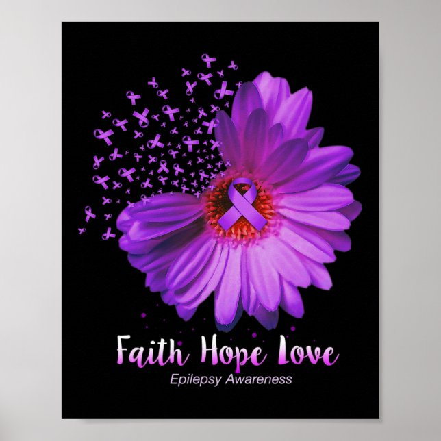 Faith Hope Love Epilepsy Awareness Sunflower  Poster (Front)