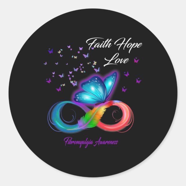 Faith Hope Love Fibromyalgia Awareness 1  Classic Round Sticker (Front)