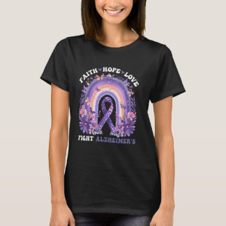 Faith Hope Love Fight Alzheimer's Awareness Purple T-Shirt