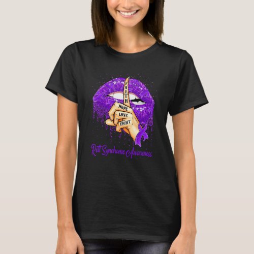 Faith Hope Love Fight Purple Ribbon Rett Syndrome T-Shirt
