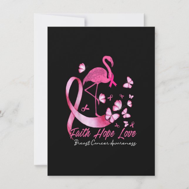 Faith Hope Love Flamingo Breast Cancer Awareness P Invitation (Front)