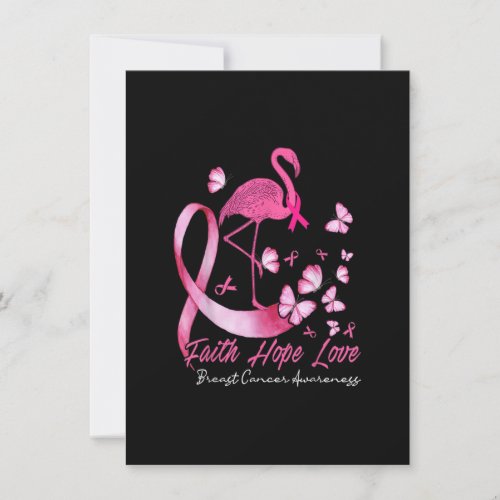 Faith Hope Love Flamingo Breast Cancer Awareness P Invitation