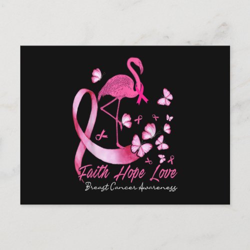 Faith Hope Love Flamingo Breast Cancer Awareness P Postcard