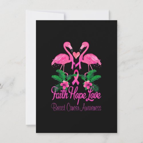 Faith Hope Love Flamingo Ribbon Breast Cancer Awar Invitation