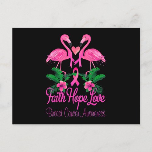 Faith Hope Love Flamingo Ribbon Breast Cancer Awar Postcard