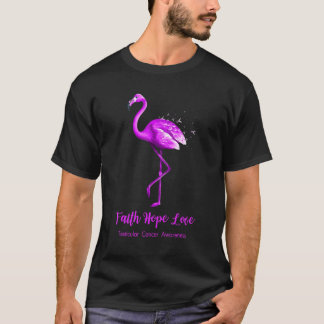Faith Hope Love Flamingo Ribbon Testicular Cancer  T-Shirt