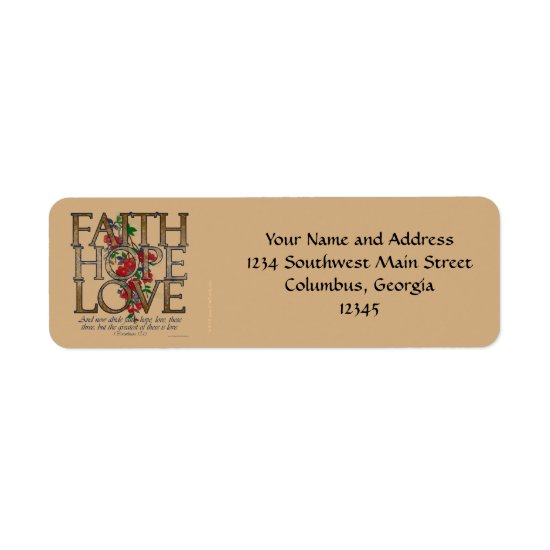 Faith Hope Love Floral Design With Bible Verse Label