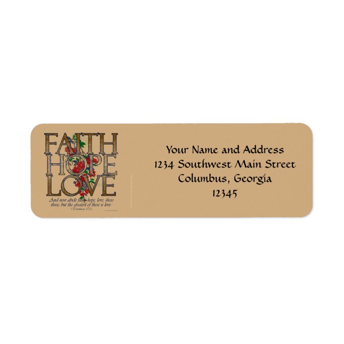 Faith Hope Love, Floral Design With Bible Verse Return Address Label