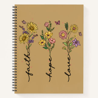 Faith Hope Love Floral | Inspirational Christian Notebook