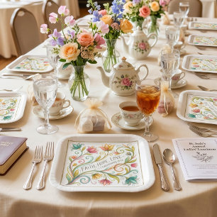 Faith Hope Love floral Paper Plates