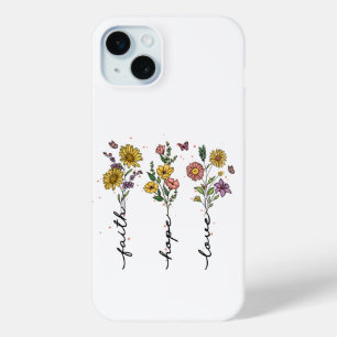 "Faith, Hope, Love" Floral Trio iPhone 15 Plus Case