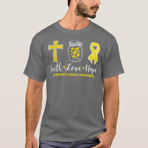 Faith Hope Love For Childhood Cancer Warrior Gold  T-Shirt