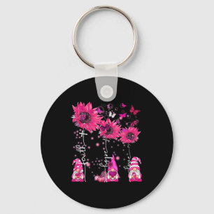 Faith Hope Love Gnome Ribbon Breast Cancer Awarene Keychain