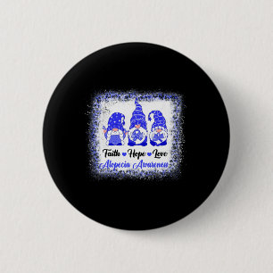 Faith Hope Love Gnomes Alopecia Awareness Leopard Button