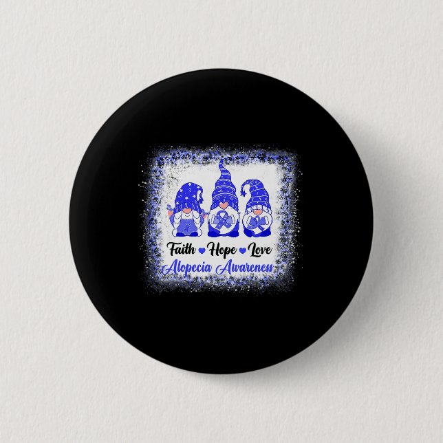 Faith Hope Love Gnomes Alopecia Awareness Leopard  Button (Front)