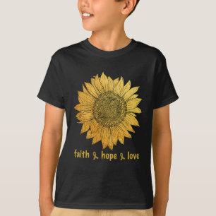 Faith Hope Love Gold Sunflower Childhood Cancer Aw T-Shirt