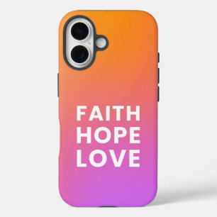 Faith Hope Love Gradient Color Orange Purple iPhone 16 Case