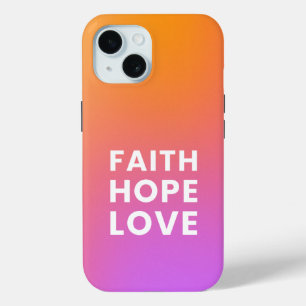 Faith Hope Love Gradient Color Orange Purple iPhone 15 Case