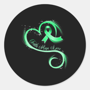 Faith Hope Love Green Ribbon Kidney Disease Awaren Classic Round Sticker