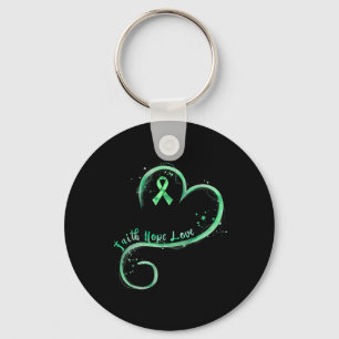 Faith Hope Love Green Ribbon Mental Health Awarene Keychain