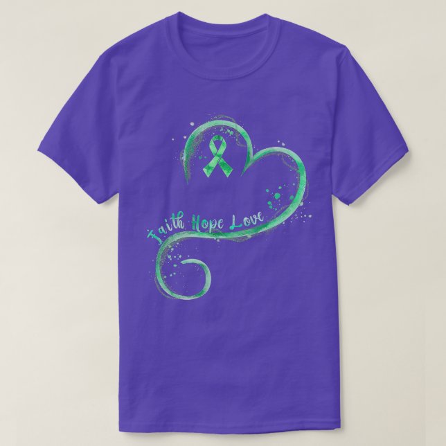 Faith Hope Love Green Ribbon Mental Health Awarene T-Shirt (Design Front)