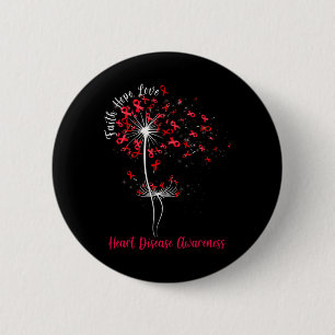 Faith Hope Love Heart Disease Awareness Flower Button