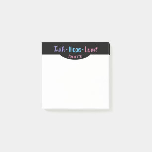 Faith Hope Love Heart Inspirational Christian 3x3 Post-it Notes