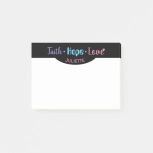 Faith Hope Love Heart Inspirational Christian 4x3 Post-it Notes