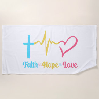 Faith Hope Love Hearts Beach Towel