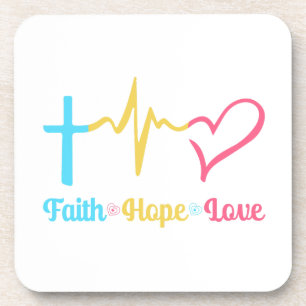 Faith Hope Love Hearts Beverage Coaster