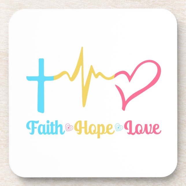 Faith Hope Love Hearts     Beverage Coaster (Front)