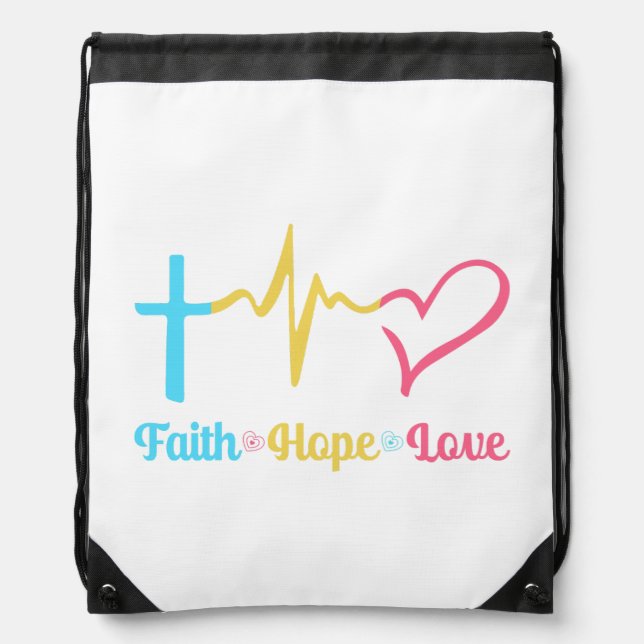 Faith Hope Love Hearts  Drawstring Bag (Front)