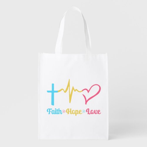 Faith Hope Love Hearts  Grocery Bag