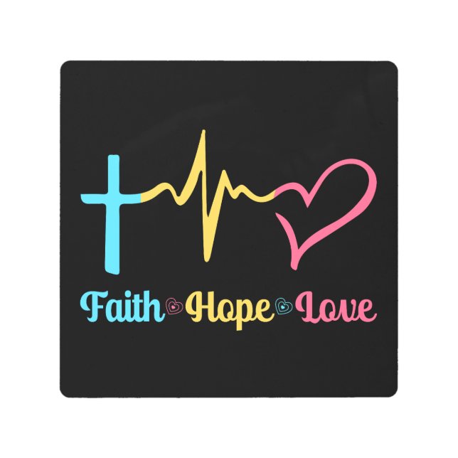 Faith Hope Love Hearts      Metal Print (Front)