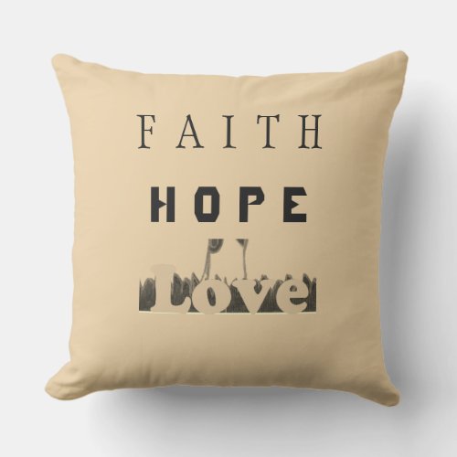 Faith Hope Love Inspirational Text Design Outdoor Pillow
