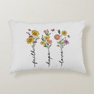 "Faith-Hope-Love"   Inspiring Floral Design Accent Pillow