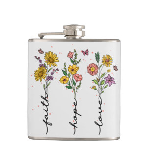 "Faith-Hope-Love"   Inspiring Floral Design Flask