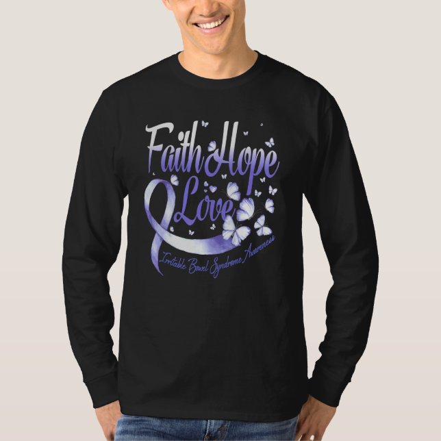 Faith Hope Love Irritable Bowel Syndrome Awareness T-Shirt (Front)