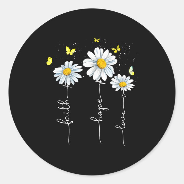 Faith Hope Love Jesus Christian Cross God Faith Fl Classic Round Sticker (Front)