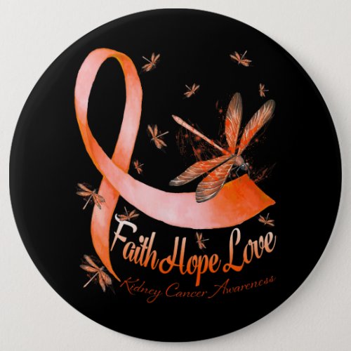 Faith Hope Love Kidney Cancer Awareness Dragonfly Button