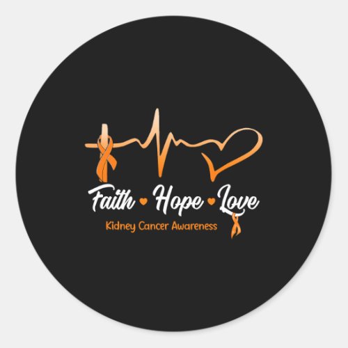 Faith Hope Love Kidney Cancer Awareness Month Oran Classic Round Sticker