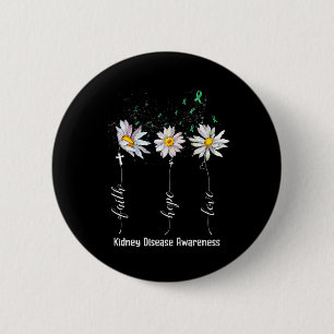 Faith Hope Love Kidney Disease Awareness Flower Gi Button