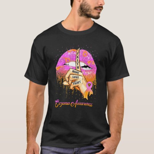 Faith Hope Love Lavender & Orange Ribbon Eczema Aw T-Shirt