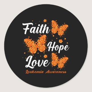 Faith Hope Love Leukemia Awareness Butterfly  Classic Round Sticker